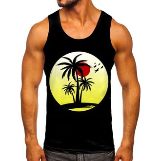 Generic Tank Tops Vests for Men UK Beach Hawaiian Casual Palm Tree Print Sleeveless Crewneck Tshirts Tops Summer Vintage Classic Workout Vest Blouses Mens Ves