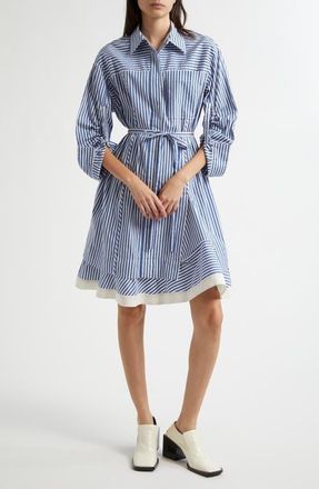 3.1 Phillip Lim Stripe Tie Waist Shirtdress in Blue Multi at Nordstrom, Size 6