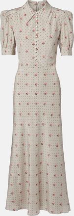 Alessandra Rich Floral polka-dot silk maxi dress