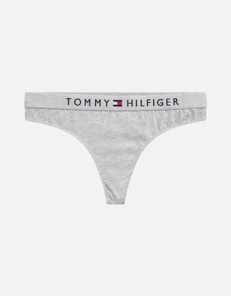 Tommy Hilfiger Womens Original Logo Thong, Grey - Size: 10
