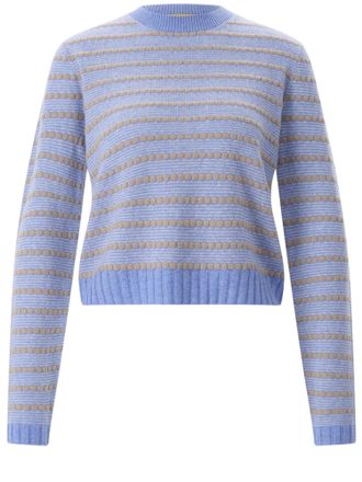Guest In Residence Striped Cashmere Sweater With Contrast Ribbed Trim