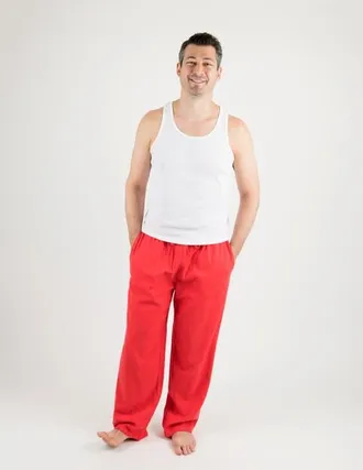 Leveret Mens Cotton Flannel Holiday Pajama Pants in Solid Red at Nordstrom, Size Xxx-Large