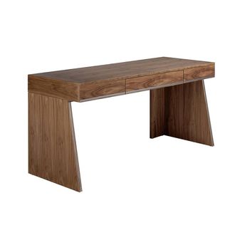 Angel Cerd&aacute; Walnut Veneer Desk 3 Soft-Close Drawers, 160x61x76 cm in Brown | Size: 160 x 61 x 76 cm