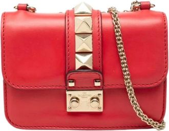 Valentino Pre-owned Rockstud Glam Lock Crossbody Bag - Dames - Vintage Schoudertas - Rood - ONE Size - Leer - Vintage