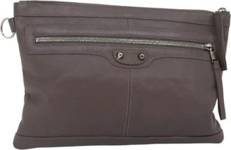 Balenciaga Pre-owned Leather clutches - Dames - Vintage Clutch - Grijs - ONE Size - Leer - Vintage