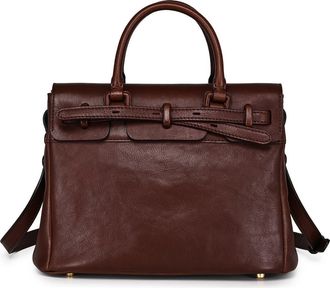 OLD TREND Wishbone Genuine Leather Structured Heritage Satchel in Brown at Nordstrom
