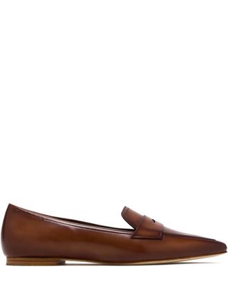 Magnanni pointed-toe penny loafers - women - Leather/Leather/Calf Leather - 37 - Brown