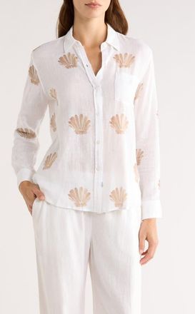Rails Charli Seashell Print Linen Blend Button-Up Shirt in Taupe Seashells at Nordstrom, Size Xx-Large