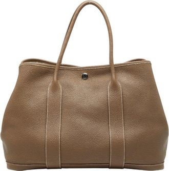 Herm&egrave;s Beige Etoupe Gray Negonda Leather Handbag Tote Bag (Pre-Owned)