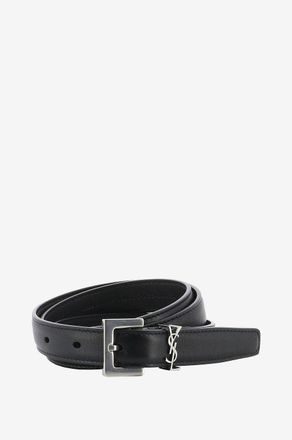 Saint Laurent Schmaler G&uuml;rtel aus Kalbsleder Monogram - 2 cm