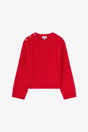 Ganni Red Cable Wool Mix Sweater - Size XXS