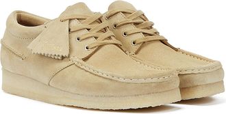 Clarks Wallabee Boat Suede Mens Maple Lace-Up Shoes - Beige - Size UK 10.5