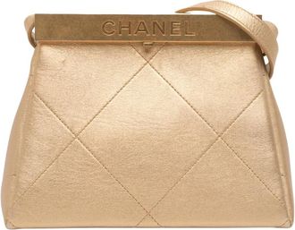 Chanel Pre-owned Quilted Leather Top Handle Bag - Dames - Vintage Schoudertas - Geel - ONE Size - Leer - Vintage