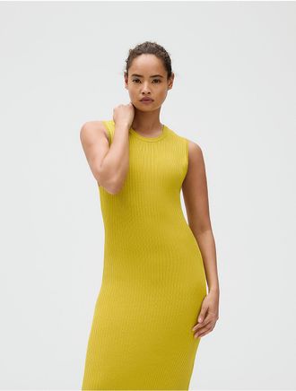 Calvin Klein Womens Viscose Rib Maxi Dress - Green - XS