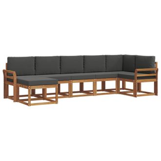vidaXL Conjunto De Sof&aacute;s De Exterior 7 Pcs Natural Y Antracita Vidaxl