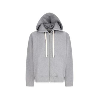 Jil Sander Zip-up hoodie met logoprint - Heren - Sweatshirts & Hoodies - Grijs - Maat: XL Katoen