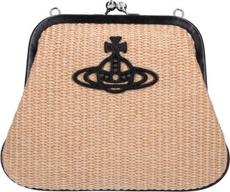 Vivienne Westwood Beige Orb Embossed Raffia Shoulder Bag