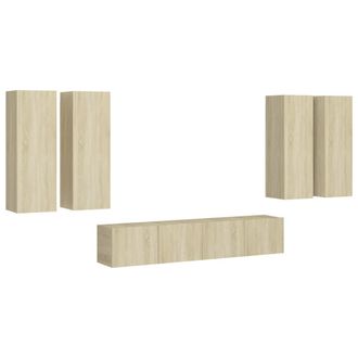 vidaXL Vidaxl Set Di Mobili Porta Tv 6 Pz Rovere Sonoma In Legno Multistrato