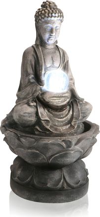 PRIMROSE Buddha Crystal Ball Fountain Cascade Water Feature LED Lights 66cm