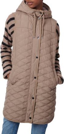 Bernardo Diamond Quilted Hooded Longline Vest in Dusty Taupe at Nordstrom Rack, Size Small