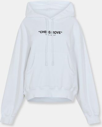 Off-white Womens Off White Move Over Lettering Relaxed Fit Drop Shoulder Long Sleeve Sweatshirt in White/Black - Size 6 UK