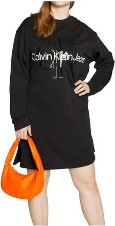 Calvin Klein Monogram Sweatshirt Jurk - Dames - Korte kleedjes - Zwart - XS - Kleedjes