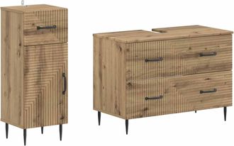 vidaXL Juego De Gabinete De Ba&ntilde;o De 2 Piezas Haarlem Roble Artisan Vidaxl