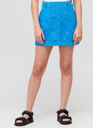 Kenzo Womens Printed Denim Mini Skirt in Blue Cotton - Size 6 UK