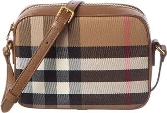 Burberry Small Check Canvas & Leather Camera Bag