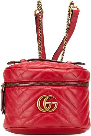 Gucci Pre-owned Gucci GG Marmont Round Matelasse Leather Backpack Unisex 598594 2091