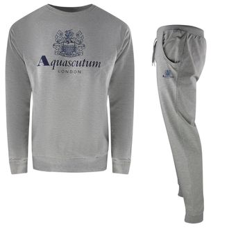 Aquascutum Mannen London Logo Crew Neck Trainingsoutfit Set (Grijs)
