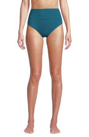 Lands End Chlorine Resistant Pinchless High Waisted Bikini Bottoms in Paradise Teal at Nordstrom, Size 16