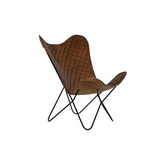 DKD Home Decor Silla De Comedor - Dkd Home Decor - Vintage - Metal - Cuero - Marr&oacute;n