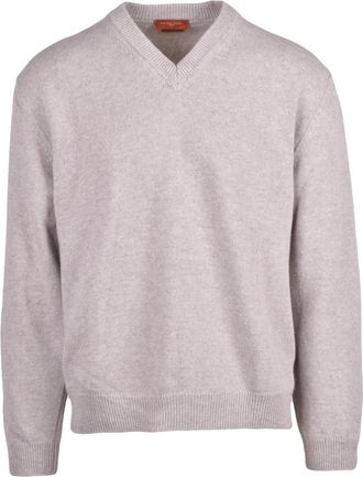 Daniele Fiesoli Pullover met V-hals - Heren - V-hals truien - Roze - XL - Wol - Truien & Vesten