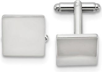 Diamond2Deal Silver-tone Polished Square Engravable Cuff Links