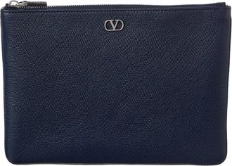 Valentino Vlogo Signature Leather Pouch