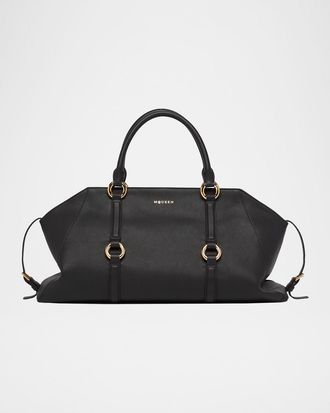 Alexander McQueen Farringdon Medium Elongated Calf Leather Top-Handle Bag