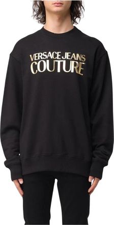 Versace Jeans Couture Logo Print Sweatshirt - Heren - Sweatshirts - Zwart - S - Katoen - Hoodies & sweatvesten