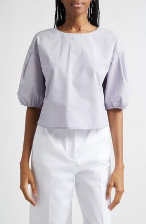 Giorgio Armani Popeline Boxy Cotton Top in Lilac at Nordstrom, Size 12 Us