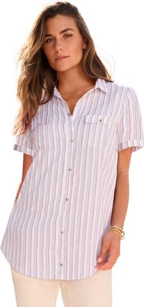Roaman's Seersucker Shirt in White Triple Stripe at Nordstrom, Size 14