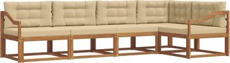 vidaXL Conjunto De Sof&aacute;s De Exterior 5 Uds. Natural Y Beige Vidaxl