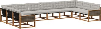 vidaXL Conjunto De Sof&aacute;s De Exterior 10 Uds. Natural Y Gris Claro Vidaxl