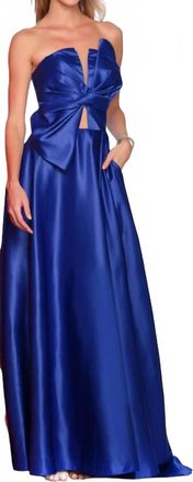 Dave & Johnny Elegant Strapless Full-Length Dress In Royal