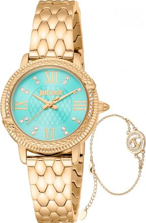 Just Cavalli Womens JC1L276M0065 Ladies Signature Snake Viperized Watch and Bracelet Gift Set - Gold - One Size