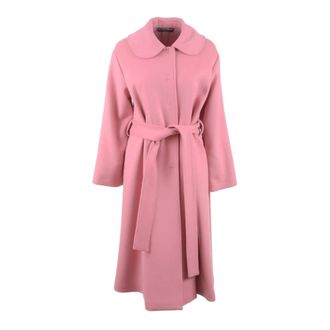 Dolce & Gabbana Belted Coats, female, Pink, Size: XS Long Coat