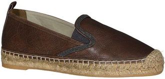 Brunello Cucinelli Womens Brown Leather Espadrilles Shoe