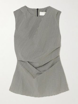 R&oacute;he Oberteil Aus Einer Wollmischung Mit Gingham-karo Und Raffungen - Schwarz