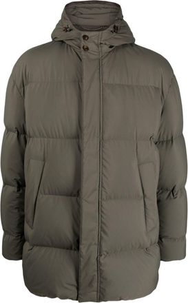 Canali hooded padded jacket - men - Polyamide/Polyester/Spandex/Elastane/Cotton/Goose Down/Duck Feathers/Polyester/Cotton - L - Green