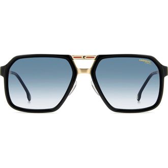 Carrera Victory 59mm Gradient Square Sunglasses in Black/Gold/Dark Blue at Nordstrom