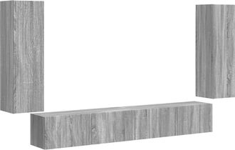 vidaXL Conjunto De Mueble Para Tv De Pared 4 Uds. Gris Sonoma Vidaxl